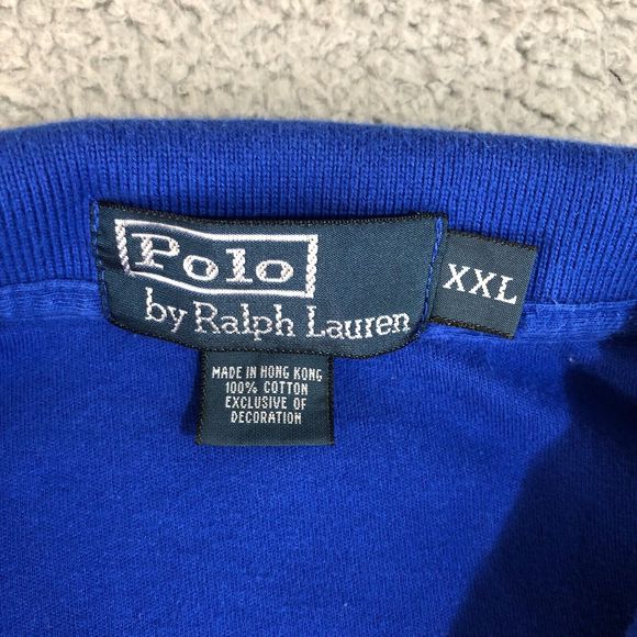 Polo Ralph Lauren Shirt Men 2XL XXL Blue Solid Preppy Golf Embroidered Pony - Picture 9 of 13